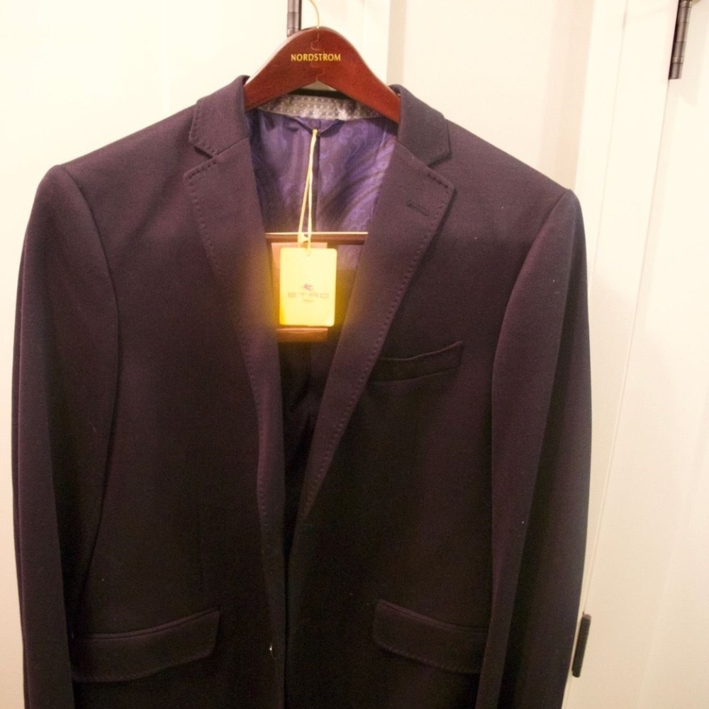 Men's Etro Navy Stretch Blazer 54R